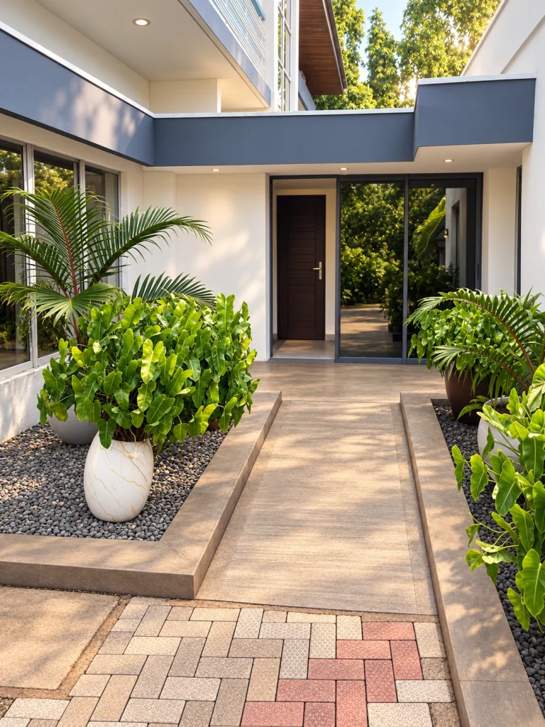 Planted walkway leading to Nikea reception